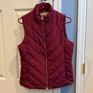 NWT Michael Kors Maroon Quilted Puffer Vest with Gold Hardware